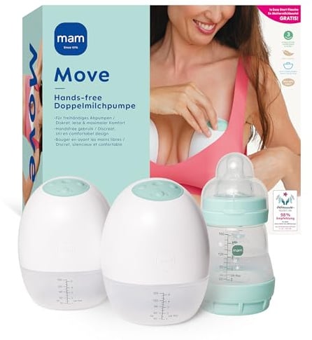 MAM Move Handsfree Doppelmilchpumpe, elektrisch & kabellos, 3 Modi
