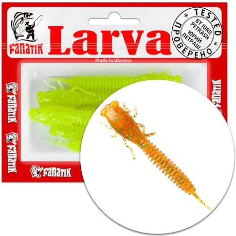 FANATIK X-Larva 2 3 4 5-10cm Gummiköder mit Aroma Gummifisch Fanatic Jig Soft Bait Lure Kunstköder Angeln Köder Gummishad Twister Baits Lures Softbait (009, 4)