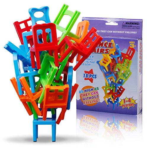 Zerodis 18 STÜCKE Balancing Spielzeug Kunststoff Stühle Bunte Mini Stacking Intelligence Multiplayer Balance Spiel Kinder Spielen Spiel Lernen Spielzeug Playset für Unisex Kinder