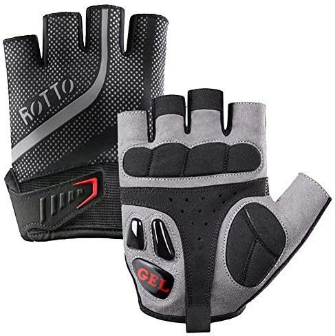 ROTTO Fahrradhandschuhe Halbfinger Handschuhe Unisex Radsporthandschuhe mit Gel Stoßdämpfende für MTB Rennrad Fitness Downhill