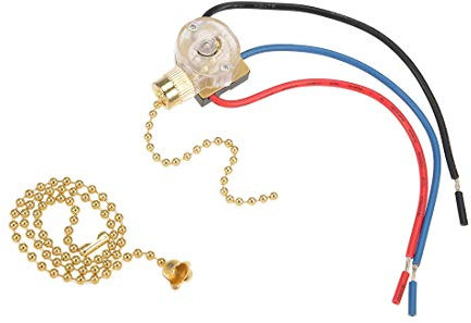 sourcing map Pull Chain Switch SPDT for Ceiling Fan Light Lamp with 33cm Extension Pull Chain Golden
