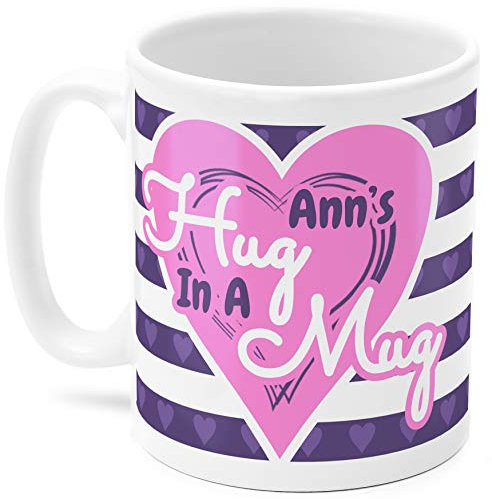Ann Mug, Cup, Ann's Hug in A Mug, (Pink and Purple)