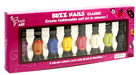 Thunder Bee Buzz Nails Classic, 8 Color Nail Art Kit Brush Pen Quick Dry