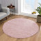 Impression Teppich Rund - Perfect Teppiche fürs Wohnzimmer, Flur, Schlafzimmer, Kinderzimmer, Babyzimmer - Hochwertiger Öko-Tex Zertifizierter Flächenteppich - Solid Color Hellrosa - 80 cm Rund
