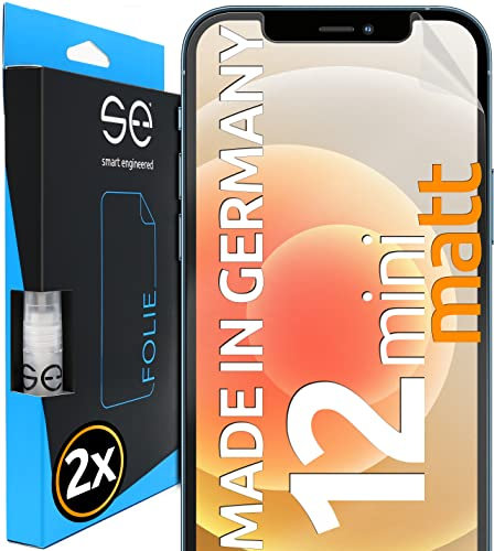 2x se® 3D SCHUTZFOLIE Entspiegelt für Apple iPhone 12 Mini,Anti-Staub, 100% Fingerabdruck & FaceID kompatibel, einfache blasenfreie Installation, Ultra-Klar, Stoß-Kratzfest, aus Deutschland