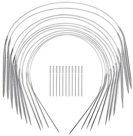 40cm Edelstahl kurze Rundstricknadeln Setzen für Anfänger, 11 Stück 1.5-5mm Größen Metall Rund Stricknadeln Kurz mit magischer Schlaufe, Feste Metall Kreisnadeln für Socken, Mützen, Hüte, Babyschuhe