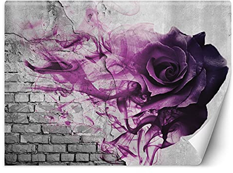 Feeby Wandtapete Fototapete Vlies Rose Rauch Abstrakt 250x175 cm Violett Modern Tapete Wohnzimmer Schlafzimmer Grunge Mauerwerk Ziegelsteine