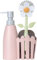 Vigar - Set Fregadero - Pack Soporte, Cepillo Lavaplatos, Esponja - ‎7 x 14 x 26.5 cm - Flower Power - Con Dispensador - Bandeja de 3 Piezas - Rosa