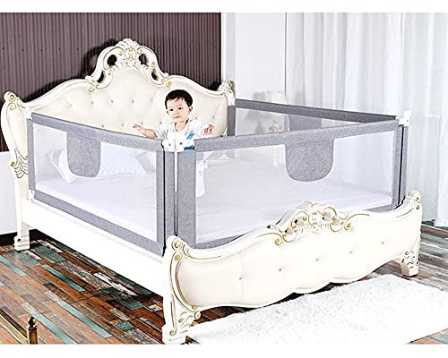 XUANYU Bettgitter 150cm Bettschutzgitter Tragbares für Kinderbett Familienbett und Elternbetten, Grau