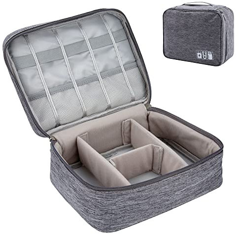 Elektronische Tasche Groß Elektronik Zubehör Organizer Wasserdicht Kabeltasche für Kabel SD-Karten Festplatte Power Bank USB Sticks Grau