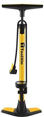 TOOLITIN Floor Bike Pump with Gauge,160 PSI High Pressure,Bicycle Pump Compatible with Presta and Schrader Valve,Bike Tire Pump for Road Bike,MTB,Hybrid,Balls