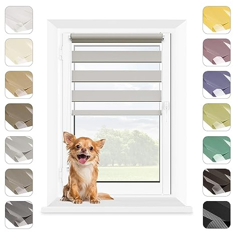 Mardom Rollos für Fenster Ohne Bohren EIS, 105x140 cm | Duo Rollo Tag und Nacht, Doppelrollo Klemmfix Ohne Bohren, Fensterrollo Innen mit Click-System, Sichtschutz, Jalousien
