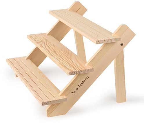LEXFUNN Wooden Jewellery Display Rack Stand Earring Stall Stand Organizer Shelf 3/4 Tier (3 Tier)