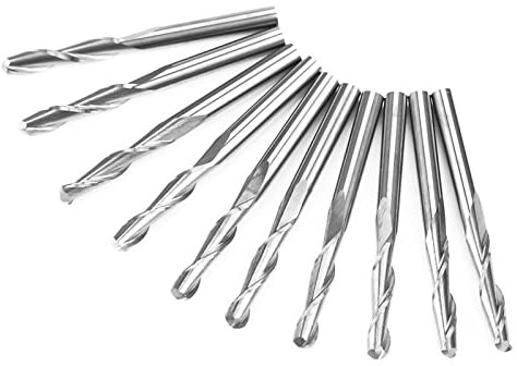 10 Pièces Double Flûtes Fraise en Bout Boule Nez Bit Boule Nez Fraises CNC Fraises 3.175X17mm Boule Nez Carbure Fraises en Bout