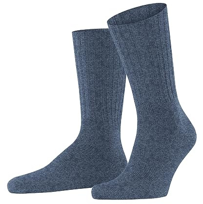 FALKE Men's Nelson Socks Breathable Climate-Regulating Odour-Neutralising Wool Without Elastic Reinforced Hard-Wearing Thick Warm Extra-Soft Ribbed Plain Ideal For Casual Business Looks 1 Pair