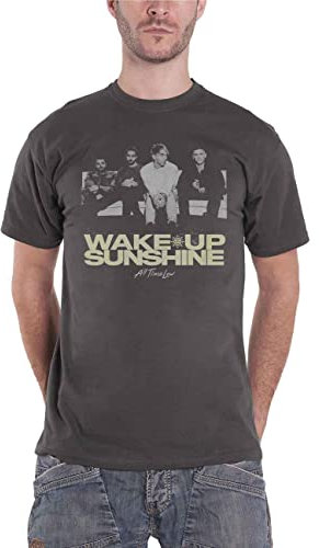 All Time Low T Shirt Faded Wake Up Sunshine Official Unisex Charcoal Grey S