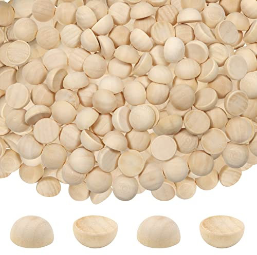 TOAOB 100pcs Demi Rond Boules en Bois Brut Naturel Cabochons Dos Plat 15mm Non Peinte pour Artisanat Fabrication de Bijoux