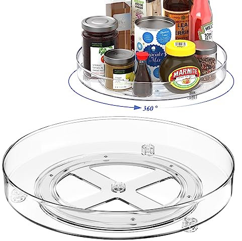 Okiuen 2 Pack Lazy Susan porta spezie girevole 27cm+23,5cm, vassoio girevole frigo organizer girevole portaspezie salvaspazio, porta spezie per cucina girevole per spezie yogurt marmellate