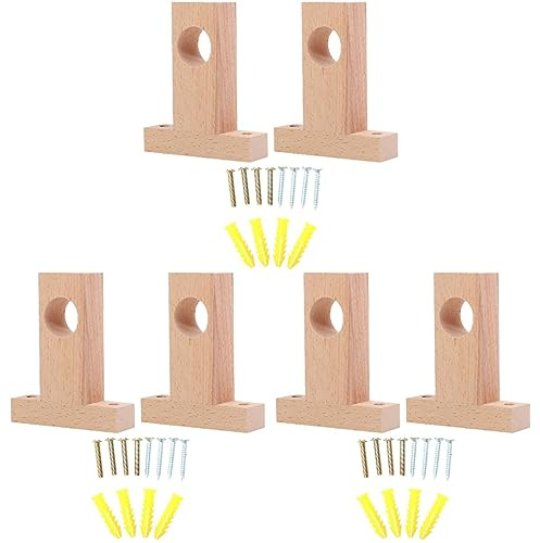 Garneck 6 STK Römische Stangenhalterung Halterung Für Gardinenstange Aus Holz Gardinenstangenhalter Ohne Bohren Kleiderstangenhalter Aus Holz Endhalter Aus Römischer Pol Duschvorhang