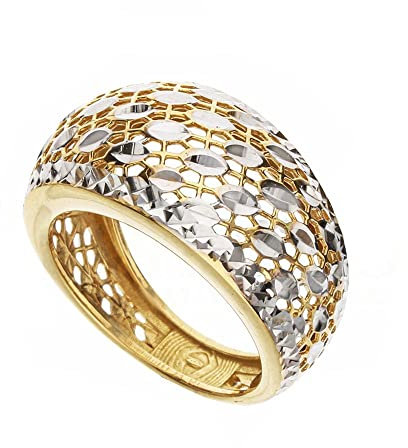 Ring aus 18 Karat Gelb- und Weißgold, glänzend, für Damen, Ohne Steine