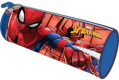 Aymax Trousse de toilette cylindrique Spiderman 23 x 8 x 8 cm, multicolore, Poches amples