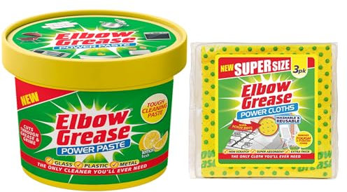 Elbow Grease All Purpose Power Paste, 350 G – Powerful Cleaning Formula for Kitchen, Bathroom, Multi- Surfaces - with 1 Pack Elbow Grease Power Cloth