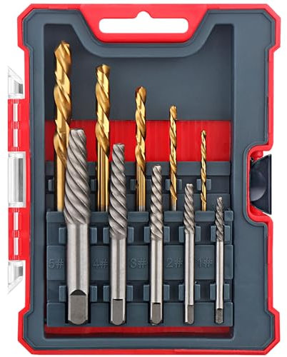 Hi-Spec 10pc Screw Extractors & HSS Drill Bit Set. Easy Out, Left Hand Spiral Flute Removers for Broken, Damaged and Stripped Screws, Studs and Bolts