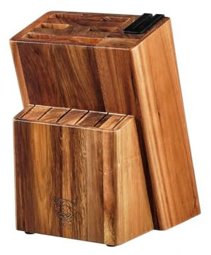 Björn, Bloc Couteaux Modèle Loviisa avec Aiguiseur intégré en Bois d'Acacia - Compatible avec tous nos Couteaux de Cuisine et Couteaux à Steak - Capacité 12 Couteaux