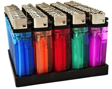 25 Pack Multipack Assorted Colour Disposable Lighters with Adjustable Flame | Child Safe, Easy to Use, Reliable Ignition, Multicolour and Vibrant