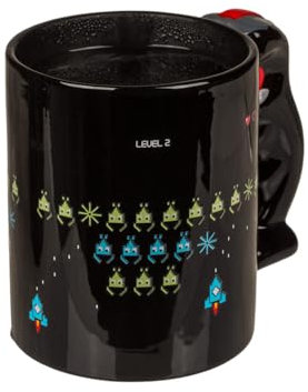 Avilia Tasse à thé et café avec décoration de jeu vidéo – Tasse design vidéo et poignée contrôleur, en céramique, 9 x 9 x 14 cm, 250 ml, noir