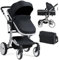 DREAMADE 2 in 1 Kinderwagen, Klappbar Buggy mit verstellbarem Sitz & Griff & abnehmbarem Verdeck, Reisebuggy mit Tragetasche für Baby 0-36 Monate, bis 15kg (Schwarz)