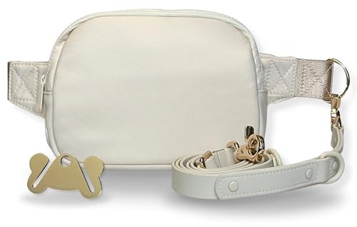 Freihändige Leine und Gürteltasche, cremefarbene Gürteltasche + Leine