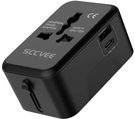 Adattatore da viaggio universale, adattatore di spina internazionale adattatore da viaggio globale convertitore di potenza all-in-one USB Tipo C caricatore da parete riguarda USA EU UK AUS