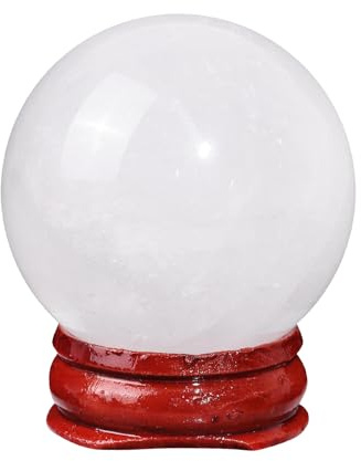 Nupuyai 40mm Rosenquarz Kristallkugel Wahrsagerkugel Heilstein Hexen Deko | Edelstein Kugel mit Holzständer, Feng Shui Meditation, Reiki Energie, Wicca Hexen, Kristall Deko für Büro Wohnzimmer