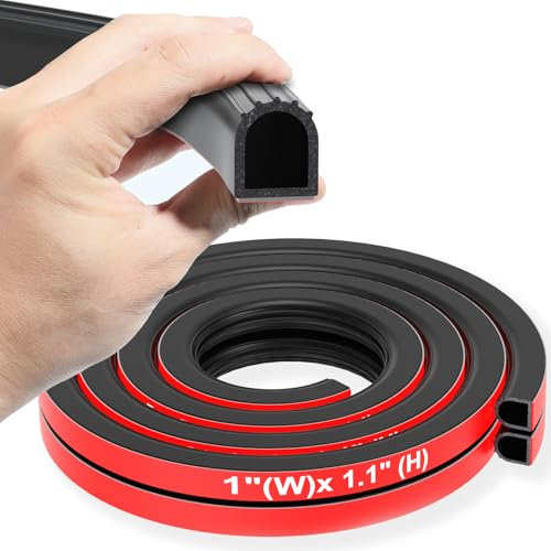 CHUANJI Rubber Seal Strip D Shape Weather Stripping Exterior 1 Garage Door Seal Extra Thick Automotive weatherstripping for Boat, Car, Truck, Rv, Marine,Cargo Trailer Door/Window (12Ft/3.6M)