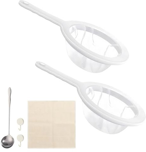 LHOEST 2PCS Nylon Fine Mesh Strainer Set, 200/400 Mesh Small Plastic Sieves and Strainers for Kitchen, Food Grade PP Fine Sieve Ultra Fine for Food Juice Tea Rice Strainer