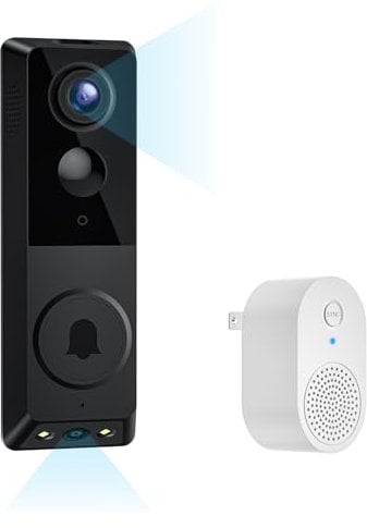 BoomChill Wireless Security Video Doorbell, Dual Cameras with Delivery Guard, 1080p FHD Live View, Color Night Vision, AI Human Detection, 2.4GHz Wi-Fi Only, Cloud Storage (Sold Seperately)