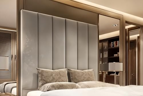 mm08enn Luxurious Design Panels Plush Velvet Headboards for Beds 30, 36 and 44 Height (Headboard Height 44, Mink, 4ft6 Double)