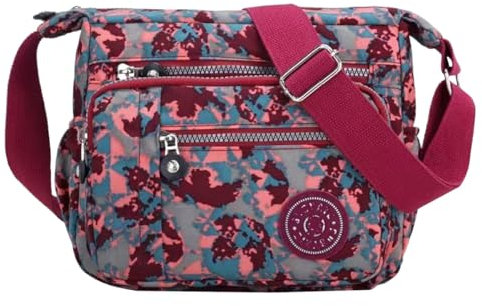 FAVORTALK Leichte Umhängetasche Damen Mittelgroß Wasserdicht - Nylon Crossbody Bag Große Kapazität Segeltuch-Kuriertaschen mit Breitem Schultergurt Messenger Tasche Frauen - B39208
