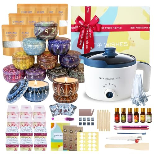 LINGQIAN Set di candele fai da te con fusore di cera, decorazione per candele fai da te con 12 bicchieri di costellazione