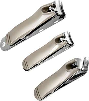 Didiseaon Flexibility Easy Operation 3pcs Toenail Clippers Fingernail Clippers Bevelled Tips for Pain Nail Cutting
