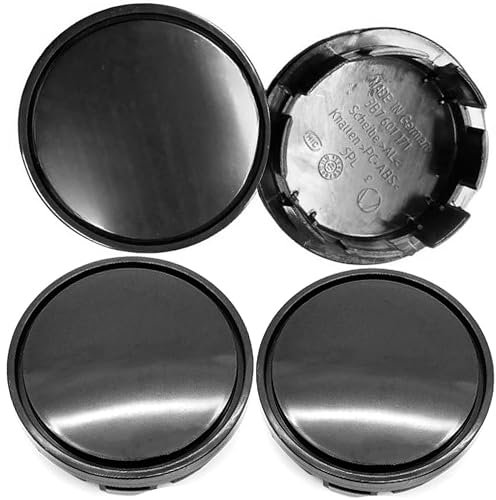 4 Stück Radnabenkappen 65mm, Universal Nabendeckel Radnabenabdeckung, Felgendeckel, Felgenkappen, Universal ABS Nabenkappen Schwarz (OD 65mm ID 56mm)
