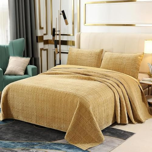 HUSHDML Gesteppte 2-Personen-Bettdecke, Crystal Velvet Bettwäsche-Set, komfortable Bettdecke mit 2 Kissenbezügen(224x234cm)