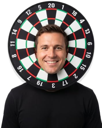 HENBRANDT Adult Dartboard Hat Novelty 43cm Bullseye Themed Sports Fan Darts Board Halloween Costume Cosplay Stag Night Headwear Unisex Fancy Dress Costume Accessory for Men and Women