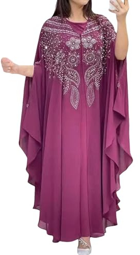 Amxleh Muslimische Kleider Damen 2 Teiler Marokkanischer Kaftan Vintage Lang Dubai Kaftan Abayas Arabisches Abendkleid Partykleid Hochzeit Langarm Elegant Vintage Maxikleid Gebetskleidung Outfit