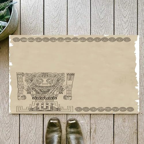 OHJEAJDS Badezimmerteppich rutschfest Badematte 60 x100 cm,Badteppich Saugfähig Weich Maschinenwaschbar für Badezimmer,Indianer, Maya und Inka Stammessymbole Primitive Relikte der Aberglauben