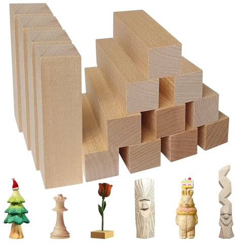 Taimimy Schnitzholz Lindenholz, 14er Pack Holzblock Schnitzen, Weiches Lindenholz zum Schnitzen, Schnitzholz für Kinder Rohlinge, Schnitzset Rohlinge zum Drechseln und Holz Schnitzen