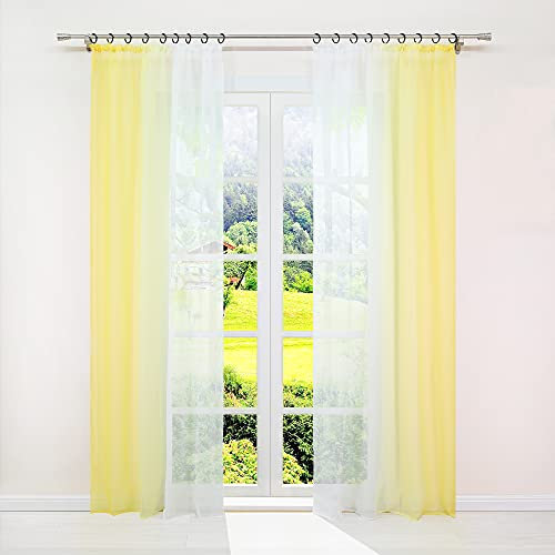 Moderne durchscheinende Vorhänge mit Plissee für Fenster 2 Teile Farbverlauf Farbe Fenstervorhänge 140 x 147 cm braun