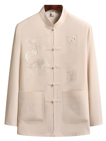 Leeonway Costume Chinois Tang Hauts,Homme Tenue De Tai-Chi,Veste Costume Tang Chinois,Portable,LéGer Et Pratique,Convient pour L'EntraîNement Et La Performance