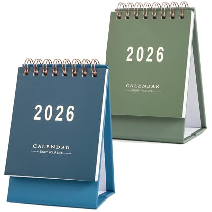 2 Piezas Mini Calendario De Sobremesa 2025-2026, Calendario de Bolsillo de Julio 2025 a Diciembre 2026, Pequeño Calendario Mensual de Escritorio, Planificador Año Académico para Casa Oficina Escuela